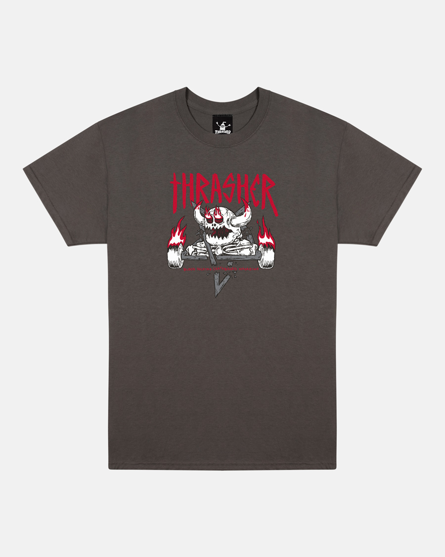 THRASHER X TOYMACHINE_MONSTERGRAM_TSHIRT_CHARCOAL