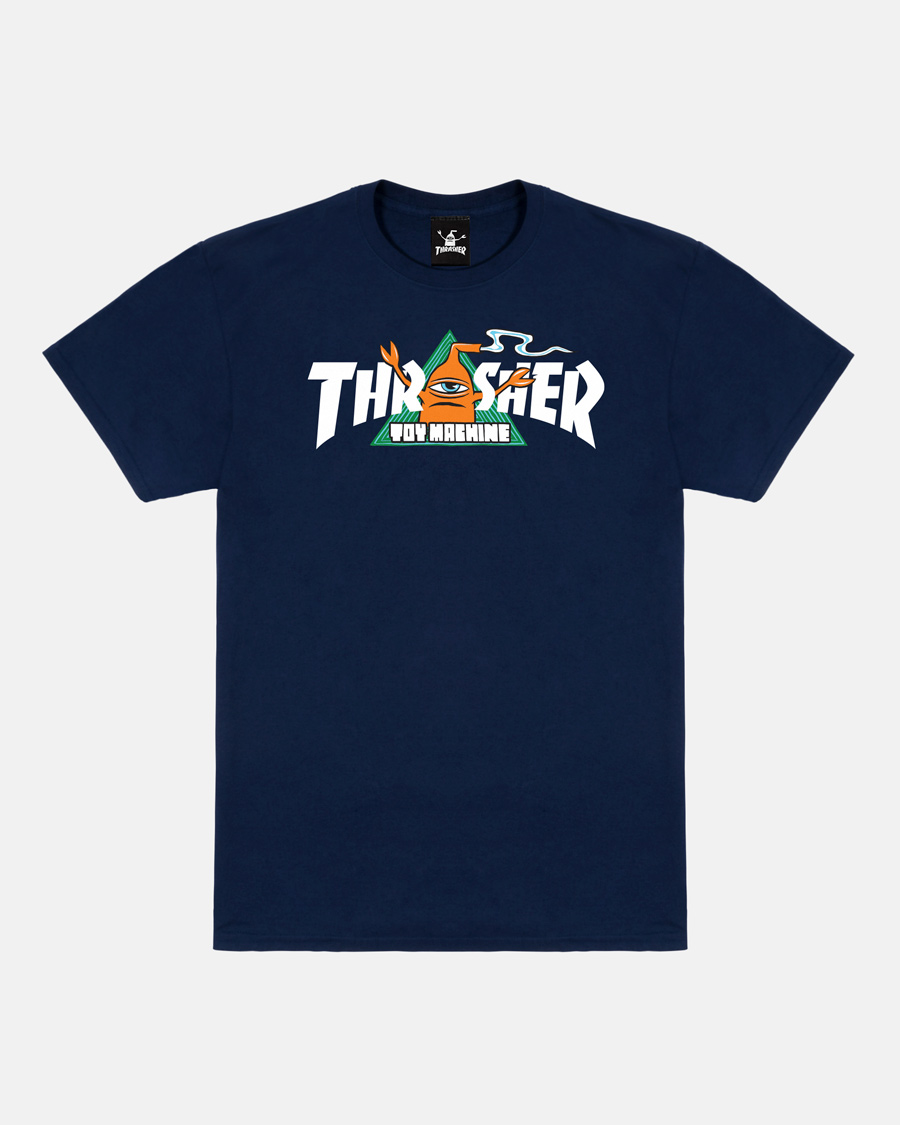 THRASHER X TOYMACHINE_VORTEX_TSHIRT_NAVY