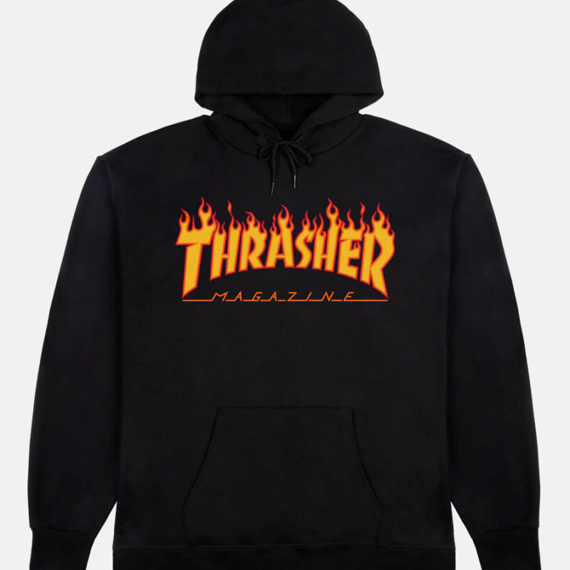 THRASHER FLAME - HOODIE - BLACK