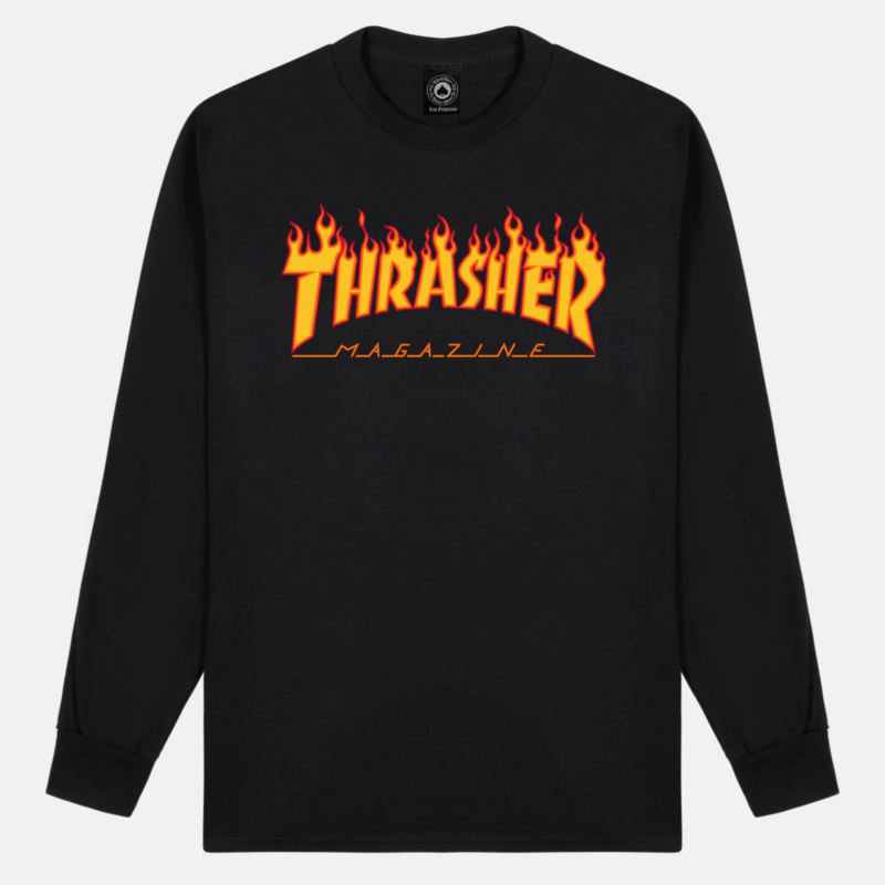 THRASHER FLAME - LONGSLEEVE - BLACK